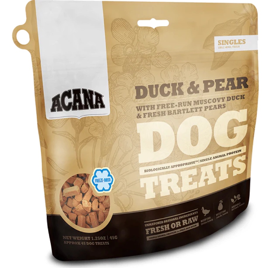 ACANA Singles Grain Free Limited Ingredient Diet Duck and Pear Formula Dog Treats Generation qui ose